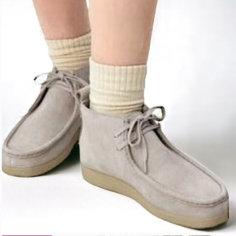 Everlane Moc Toe Boots in grey check suede